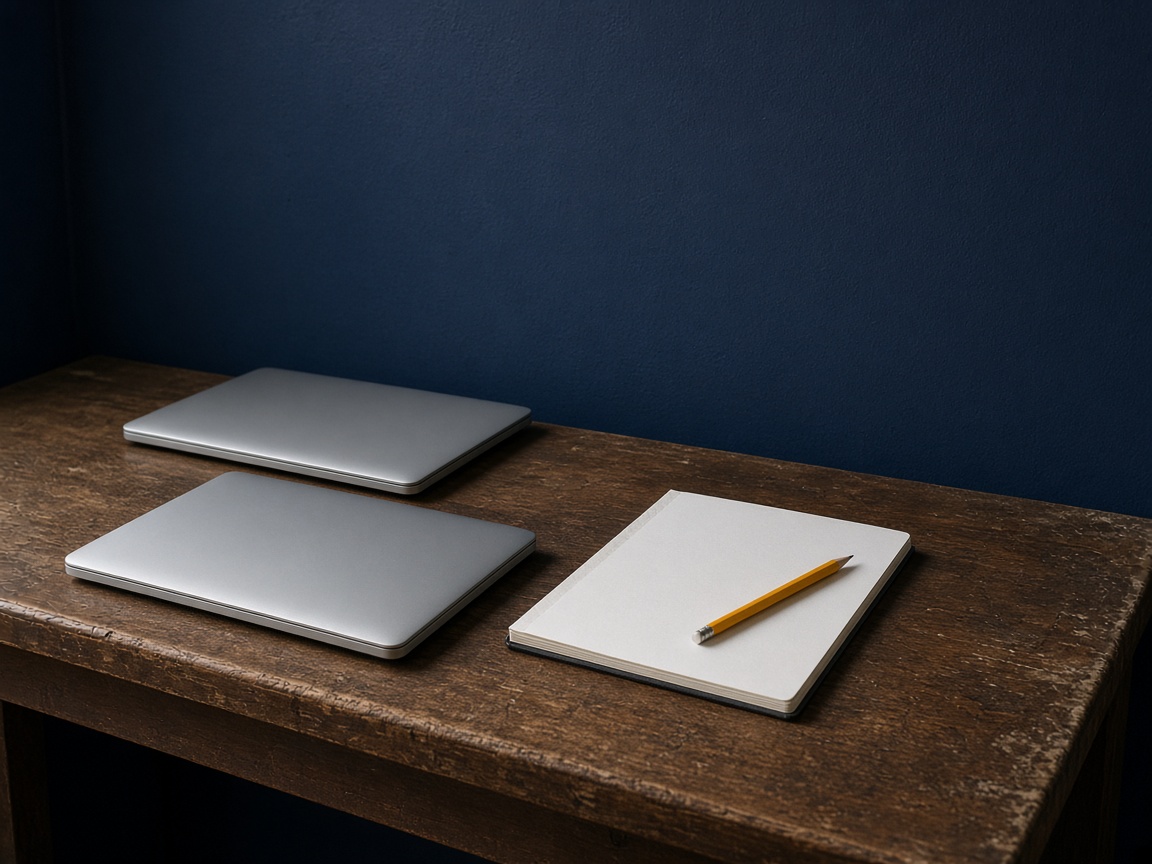 Two closed laptops on the service counter